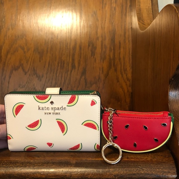 NWT-Kate Spade-SET-Staci Watermelon🍉Party Wallet & Watermelon🍉Coin Purse-$328: - Picture 1 of 16